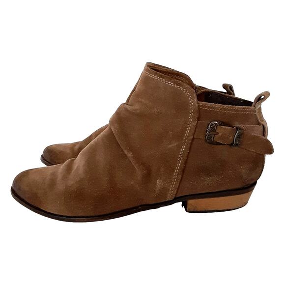 Naughty Monkey Straight Up Leather Ankle Booties Suede Womens 7 Dark Brown - Picture 1 of 11